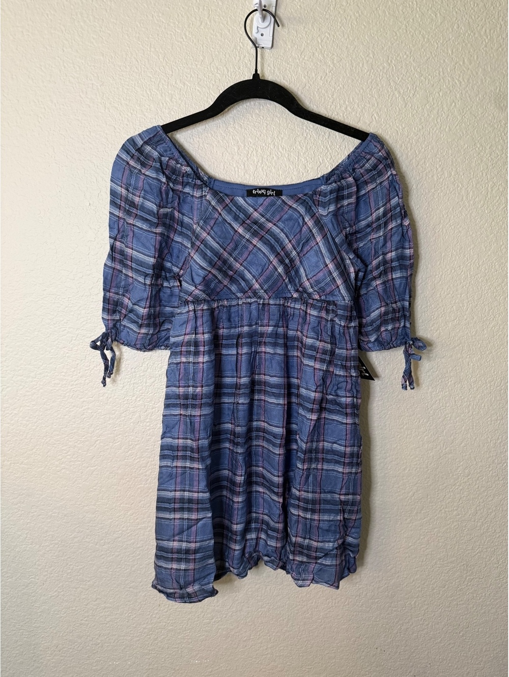 Trixxi Girl Blue Plaid Dress Girls Medium